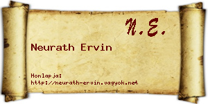Neurath Ervin névjegykártya